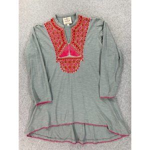 Meenha Mahal 100% Cotton Tunic Shirt (Women's Medium) Gray/Red‎